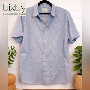 🩵🔥👉 Bixby Nomad Slim Fit Button Up Shirt XL Blue Pattern Short Sleeve Casual
